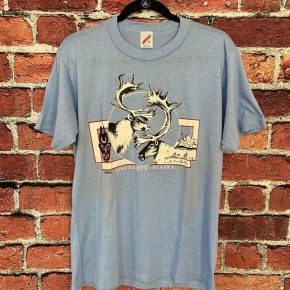 Vintage Goldsmith's King Salmon Alaska T-Shirt L Single Stitched USA Made - Picture 1 of 11